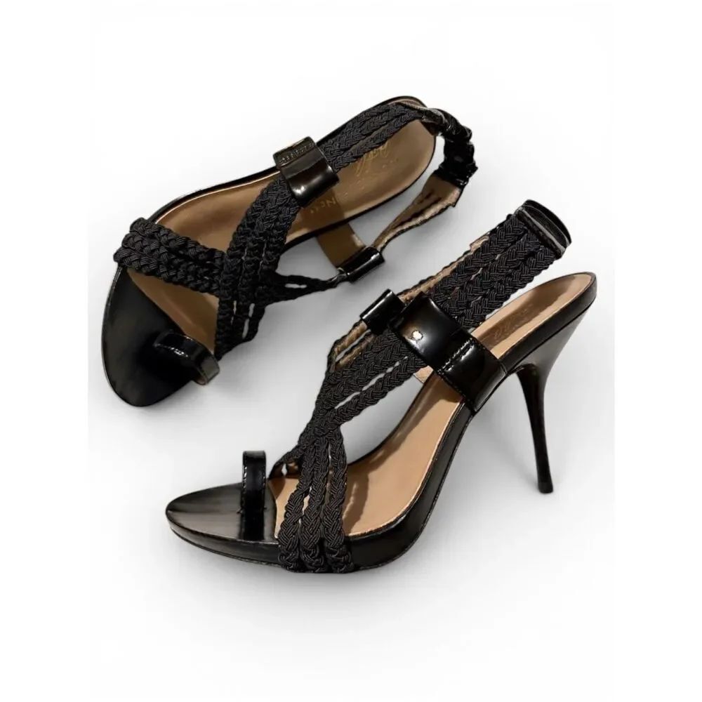 Donald J. Pliner Black Braided Leather Heeled Sandals – Size 8.5M